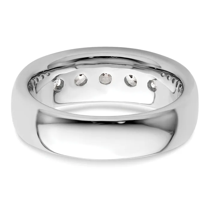 100ct CZ Solid Real 14K White Gold 5Stone Channel Wedding Band Ring Goldia Rings