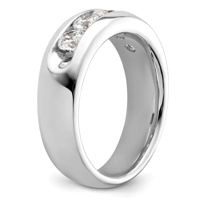 100ct CZ Solid Real 14K White Gold 5Stone Channel Wedding Band Ring Goldia Rings