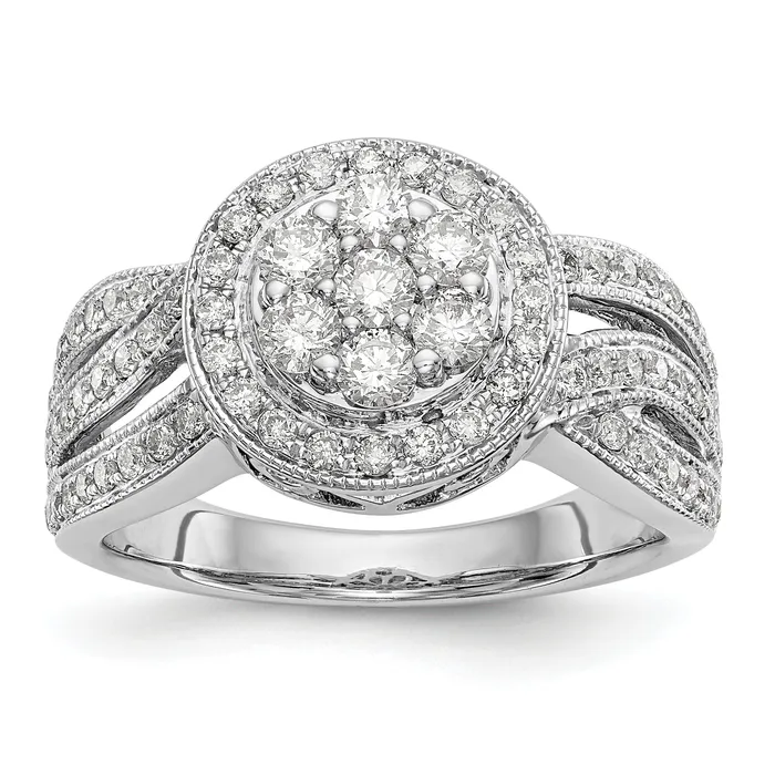 100ct CZ Solid Real 14K White Gold Complete Cluster Engagement Ring Goldia Rings 100ct CZ Solid Real 14K White Gold Complete Cluster Engagement Ring Goldia Rings