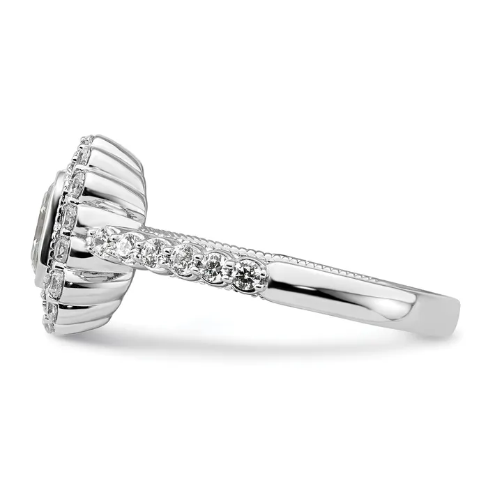 100ct CZ Solid Real 14k White Polish Halo 1ct Asscher Bezel Dia Ring Goldia Rings
