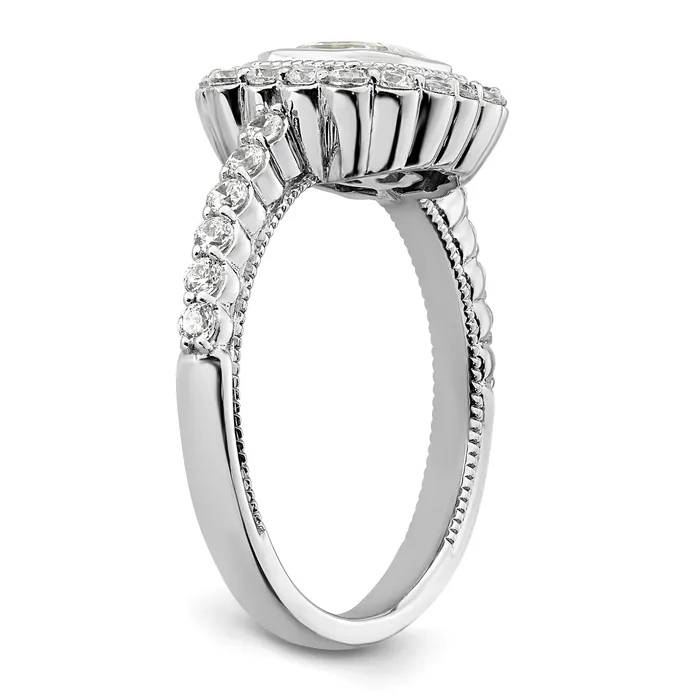 100ct CZ Solid Real 14k White Polish Halo 1ct Asscher Bezel Dia Ring Goldia Rings