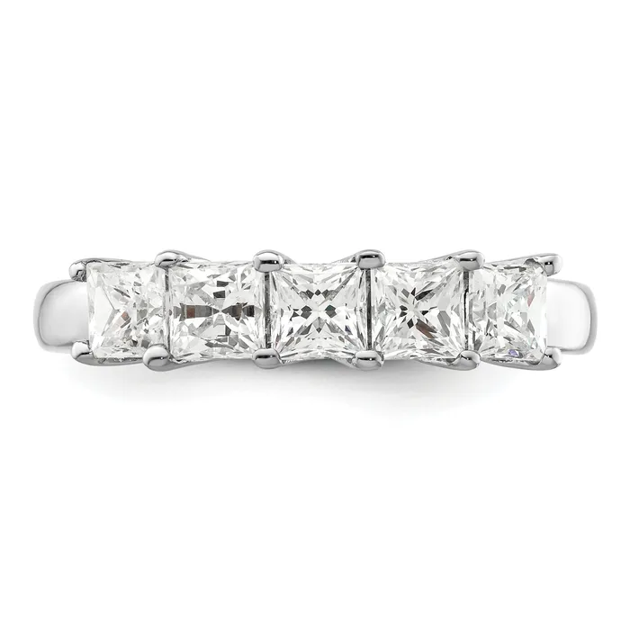118ct CZ Solid Real 14K White Gold 5Stone Wedding Band Ring Goldia Rings