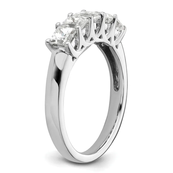 118ct CZ Solid Real 14K White Gold 5Stone Wedding Band Ring Goldia Rings