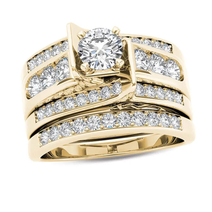 125 Ct Diamond MultiRow Bridal Engagement Ring Set in 14K Yellow Gold Goldiacom Rings 125 Ct Diamond MultiRow Bridal Engagement Ring Set in 14K Yellow Gold Goldiacom Rings
