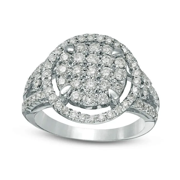 133 CT TW Composite Natural Diamond Frame Ring in Solid 14K White Gold Goldia Rings 133 CT TW Composite Natural Diamond Frame Ring in Solid 14K White Gold Goldia Rings