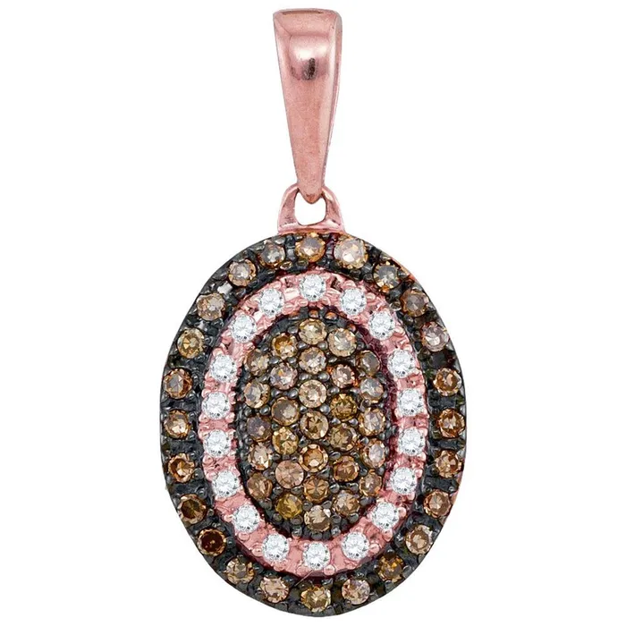 10k Rose Gold Brown Diamond Oval Frame Cluster Pendant 14 Cttw gndatlanta Necklaces 10k Rose Gold Brown Diamond Oval Frame Cluster Pendant 14 Cttw gndatlanta Necklaces