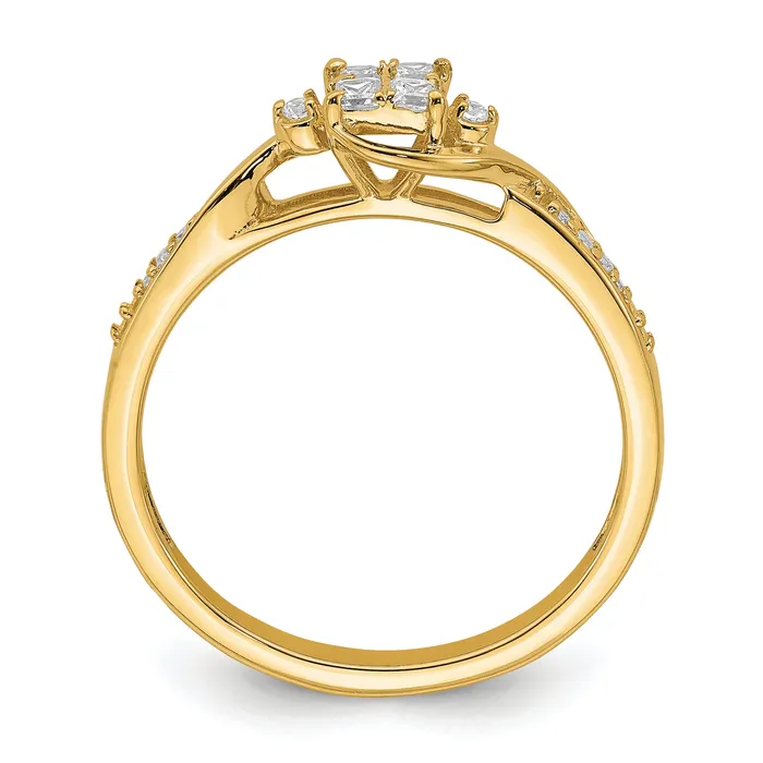 10k Yellow Gold 16 Ct Lab Grown Diamond VSSI G Cluster Engagement Ring Goldia Rings