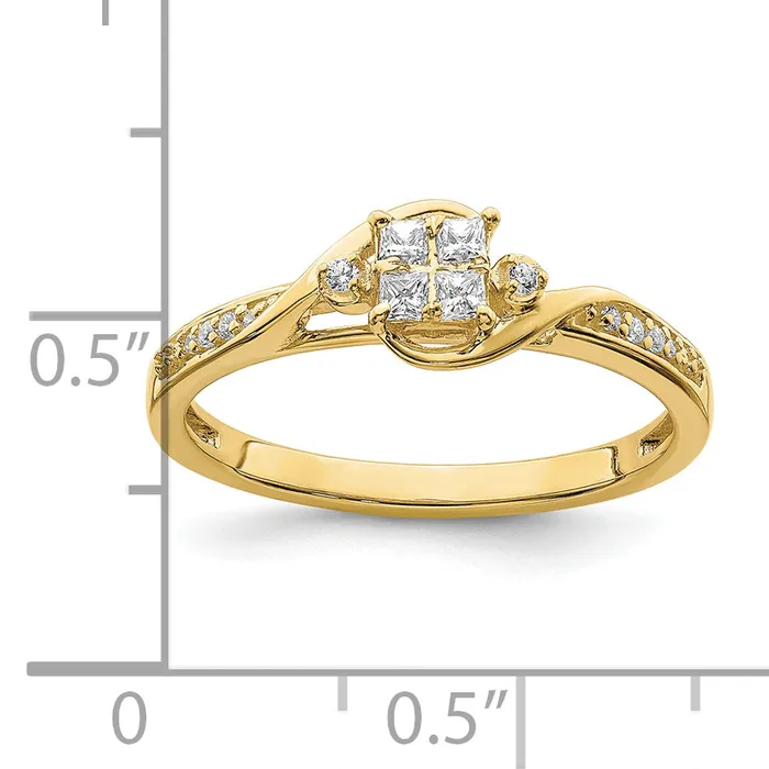 10k Yellow Gold 16 Ct Lab Grown Diamond VSSI G Cluster Engagement Ring Goldia Rings