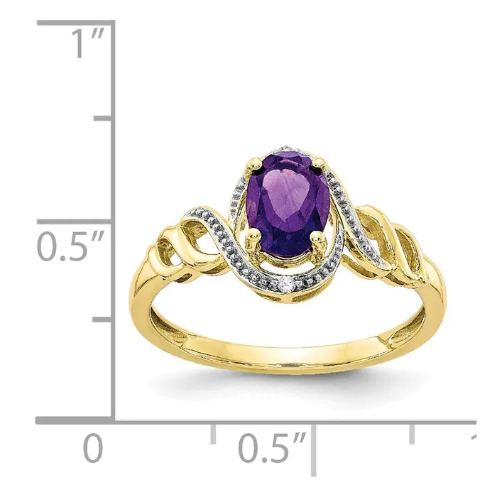 10K Yellow Gold Amethyst and Real Diamond Ring Goldia Rings