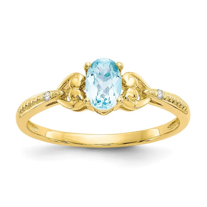10K Yellow Gold Light Swiss Blue Topaz and Real Diamond Ring Goldiacom Rings 10K Yellow Gold Light Swiss Blue Topaz and Real Diamond Ring Goldiacom Rings