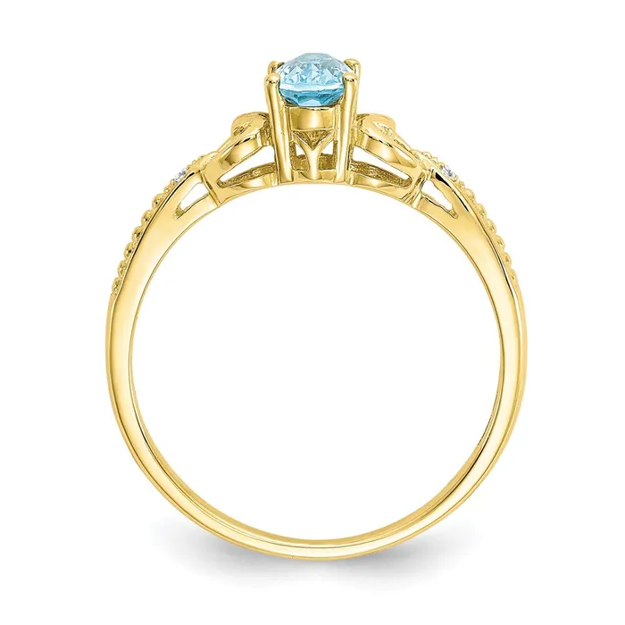 10K Yellow Gold Light Swiss Blue Topaz and Real Diamond Ring Goldiacom Rings