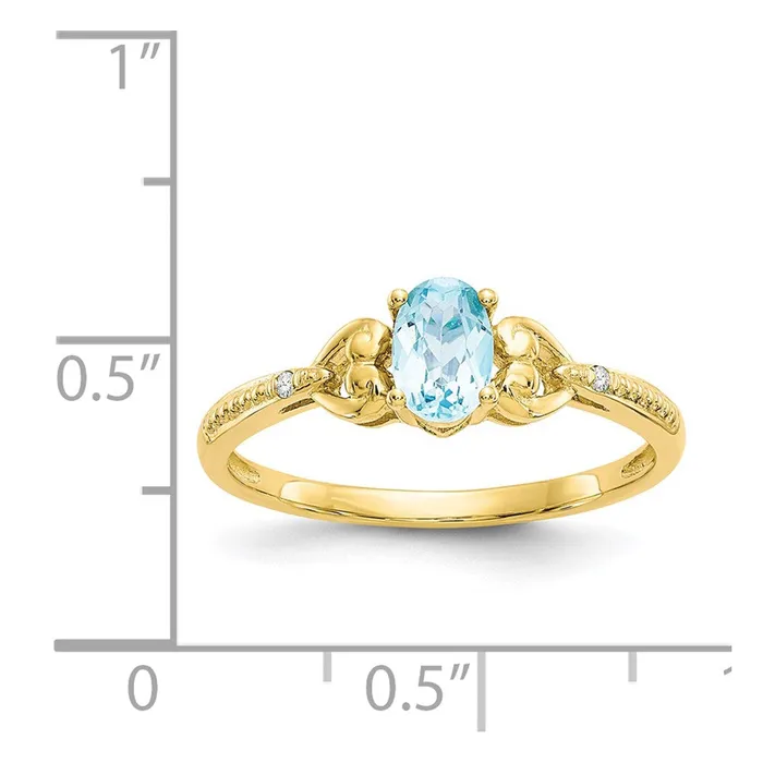 10K Yellow Gold Light Swiss Blue Topaz and Real Diamond Ring Goldiacom Rings