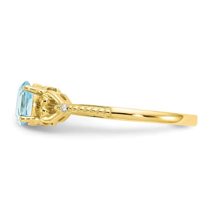 10K Yellow Gold Light Swiss Blue Topaz and Real Diamond Ring Goldiacom Rings