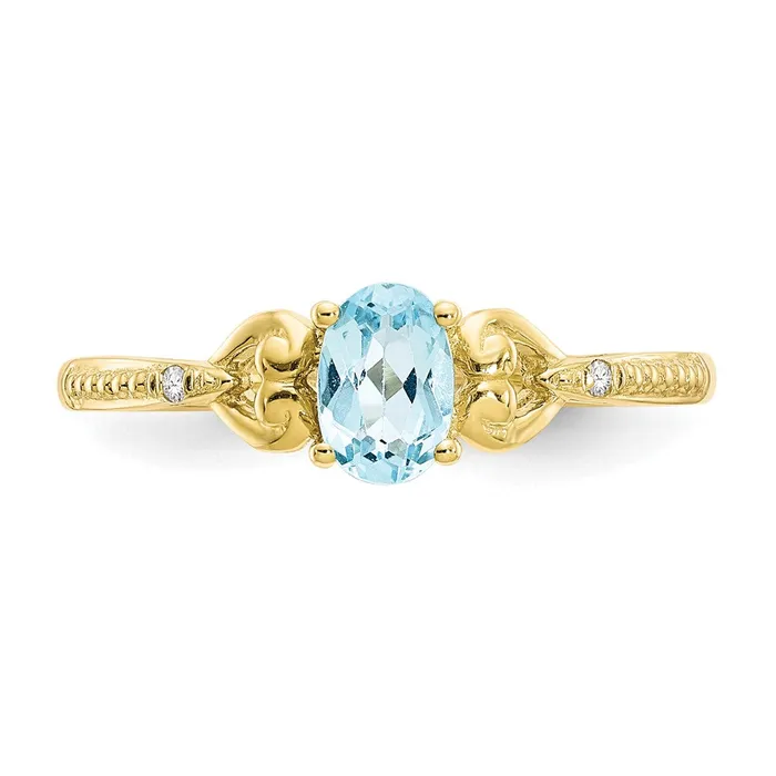 10K Yellow Gold Light Swiss Blue Topaz and Real Diamond Ring Goldiacom Rings