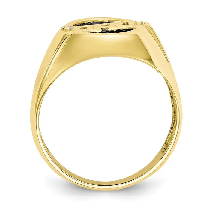 10K Yellow Gold Mens Real Diamond and Black Onyx DAD Ring Goldia Rings
