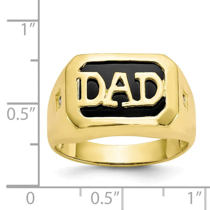 10K Yellow Gold Mens Real Diamond and Black Onyx DAD Ring Goldia Rings