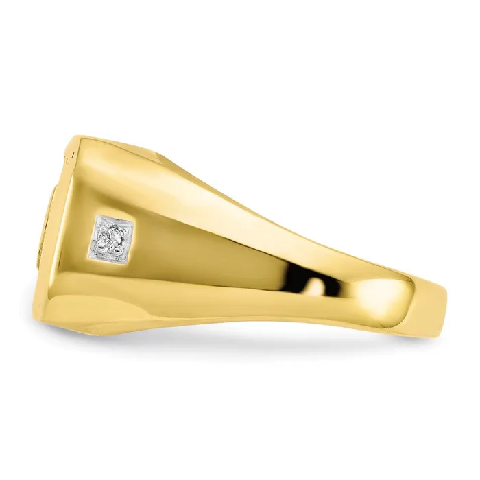 10K Yellow Gold Mens Real Diamond and Black Onyx DAD Ring Goldia Rings