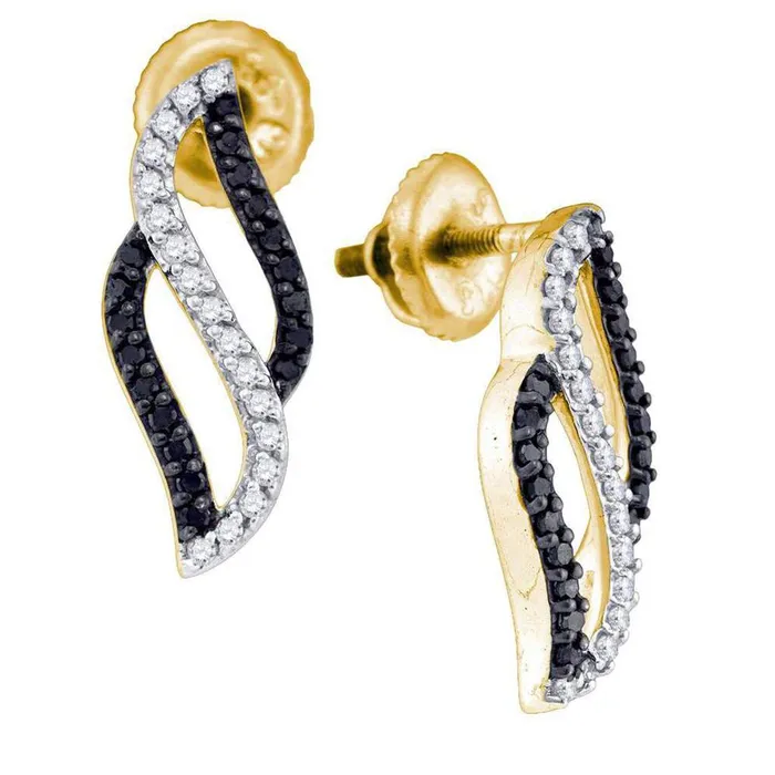 10k Yellow Gold Round Black Diamond Fashion Earrings 13 Cttw gndatlanta Earrings 10k Yellow Gold Round Black Diamond Fashion Earrings 13 Cttw gndatlanta Earrings