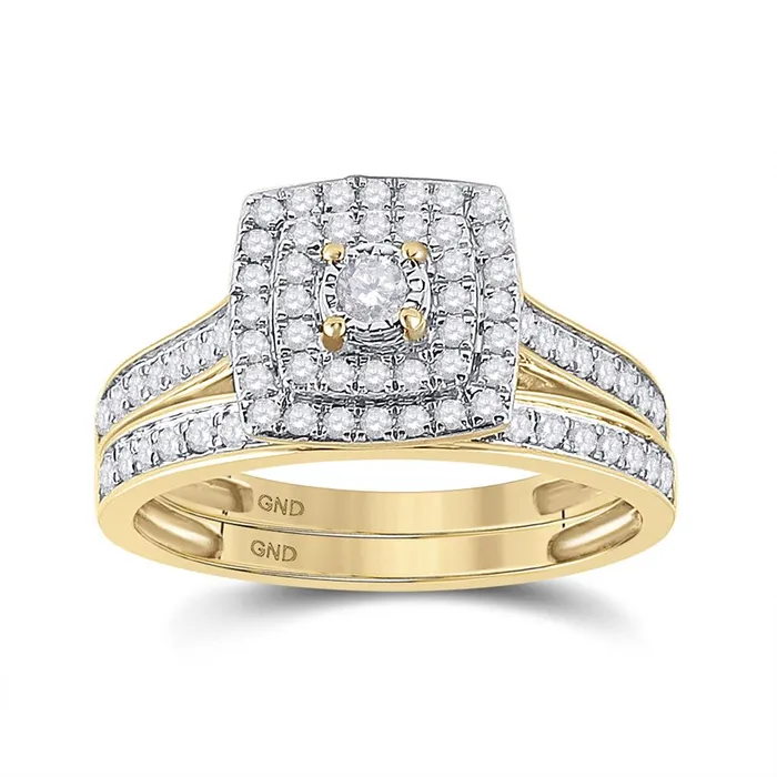 10k Yellow Gold Round Diamond Halo Bridal Wedding Ring Set 12 Cttw gndatlanta Rings 10k Yellow Gold Round Diamond Halo Bridal Wedding Ring Set 12 Cttw gndatlanta Rings