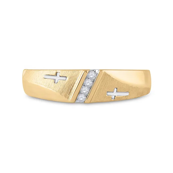 10k Yellow Gold Round Diamond Single Row Cross Wedding Band 120 Cttw gndatlanta Rings 10k Yellow Gold Round Diamond Single Row Cross Wedding Band 120 Cttw gndatlanta Rings