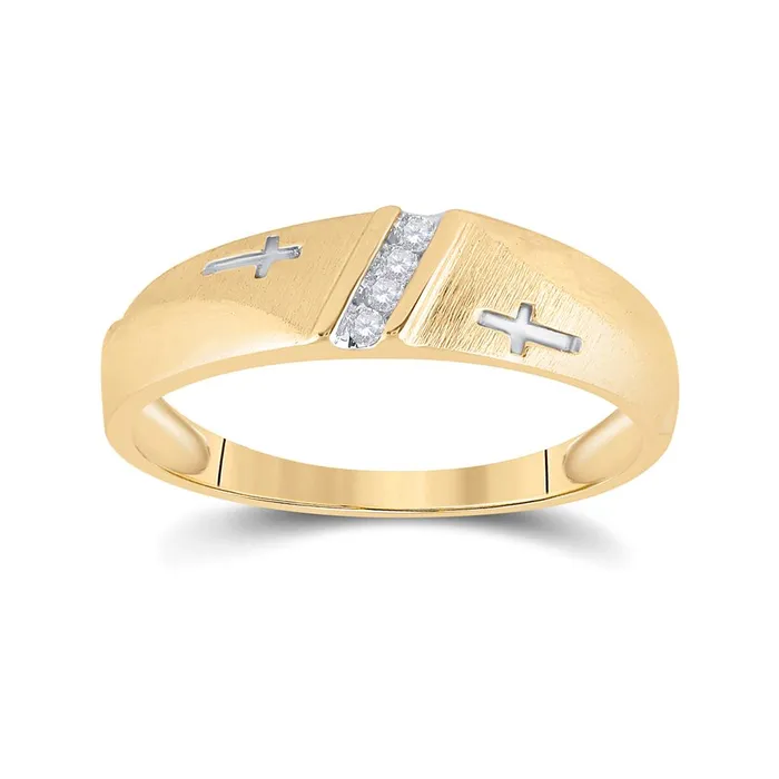 10k Yellow Gold Round Diamond Single Row Cross Wedding Band 120 Cttw gndatlanta Rings