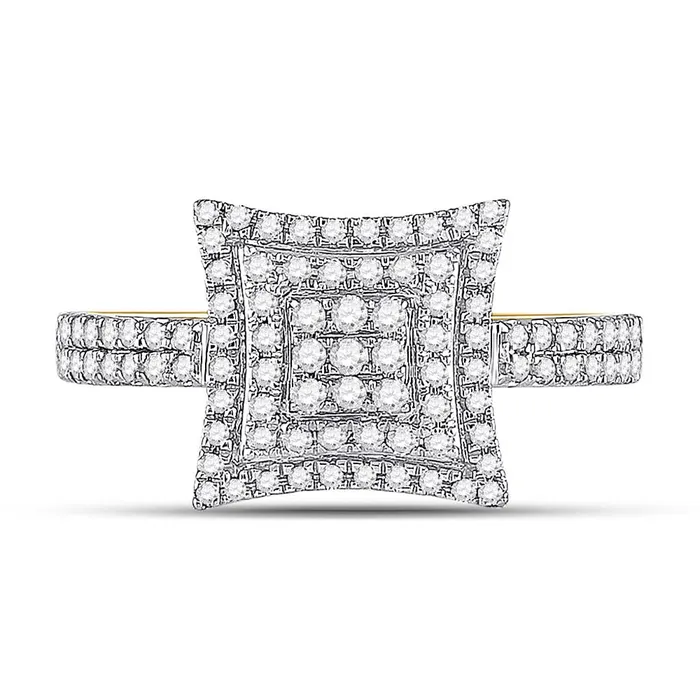 10k Yellow Gold Round Diamond Square Kite Cluster Ring 12 Cttw gndatlanta Rings