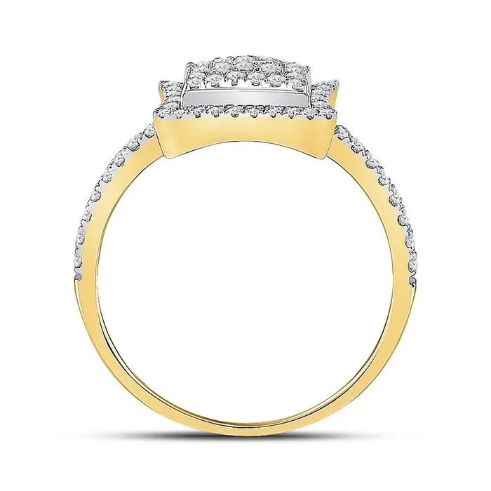 10k Yellow Gold Round Diamond Square Kite Cluster Ring 12 Cttw gndatlanta Rings
