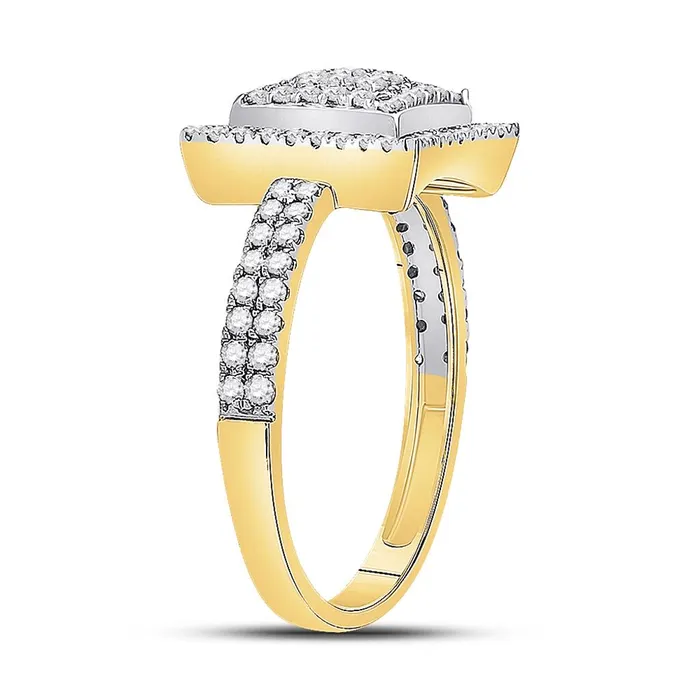 10k Yellow Gold Round Diamond Square Kite Cluster Ring 12 Cttw gndatlanta Rings
