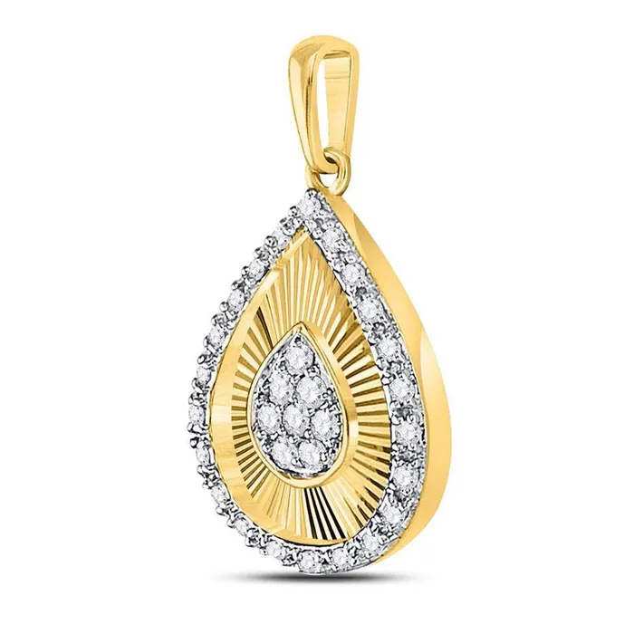 10k Yellow Gold Round Diamond Teardrop Pendant 16 Cttw gndatlanta Necklaces 10k Yellow Gold Round Diamond Teardrop Pendant 16 Cttw gndatlanta Necklaces