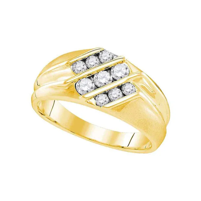 10k Yellow Gold Round Diamond Wedding Triple Row Band Ring 58 Cttw gndatlanta Rings 10k Yellow Gold Round Diamond Wedding Triple Row Band Ring 58 Cttw gndatlanta Rings