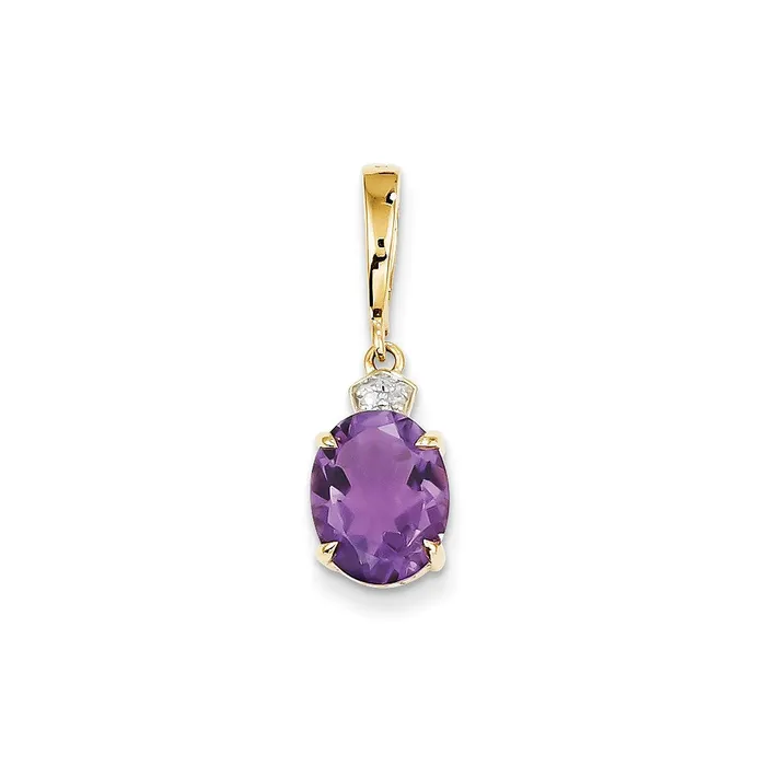 14k Diamond and Amethyst Oval Pendant Goldiacom Necklaces