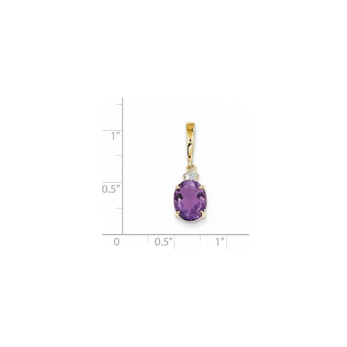14k Diamond and Amethyst Oval Pendant Goldiacom Necklaces