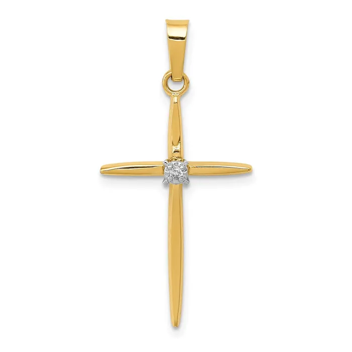 14k Diamond Polished Passion Cross Pendant Goldiacom Necklaces