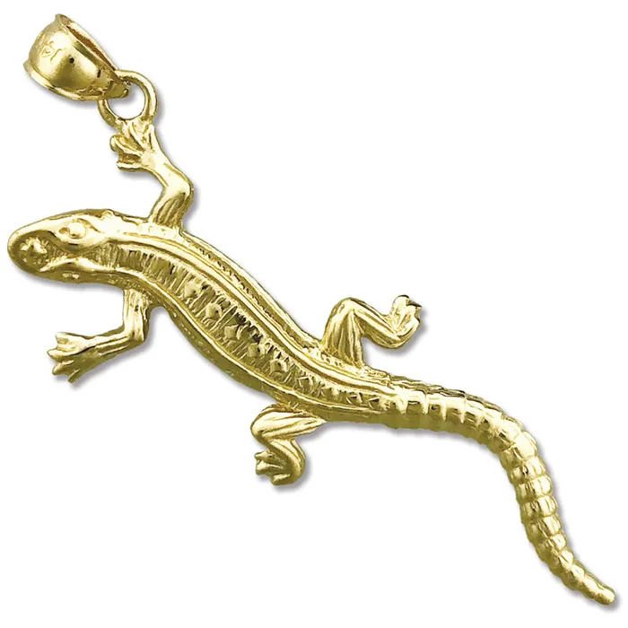 14K Gold Long Lizard Pendant Goldia Necklaces