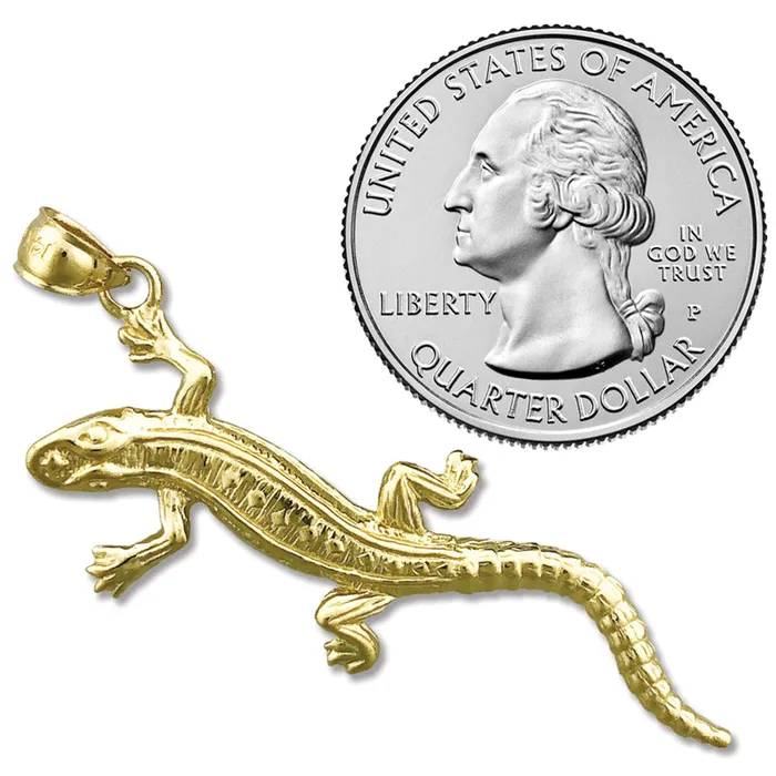 14K Gold Long Lizard Pendant Goldia Necklaces