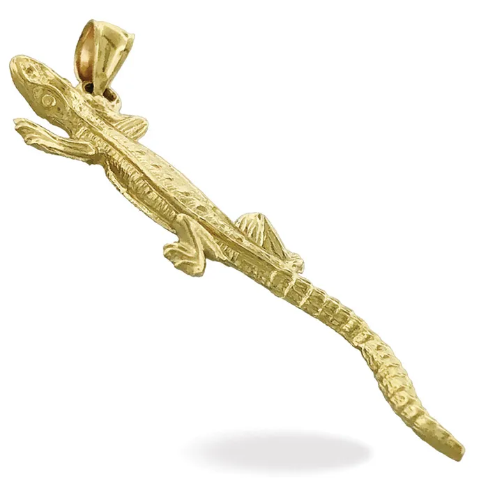 14K Gold Long Lizard Pendant Goldia Necklaces