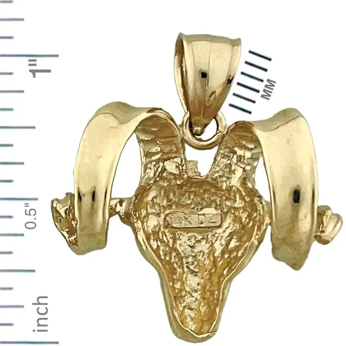 14K Gold Ram Head Pendant Goldia Necklaces