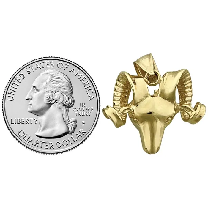 14K Gold Ram Head Pendant Goldia Necklaces