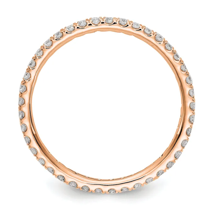 14k Rose Gold 12 Ct Lab Grown Diamond VSSI G Shared Prong Eternity Band Ring Goldia Rings