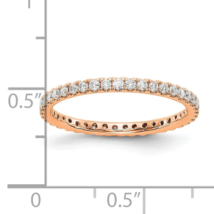 14k Rose Gold 12 Ct Lab Grown Diamond VSSI G Shared Prong Eternity Band Ring Goldia Rings