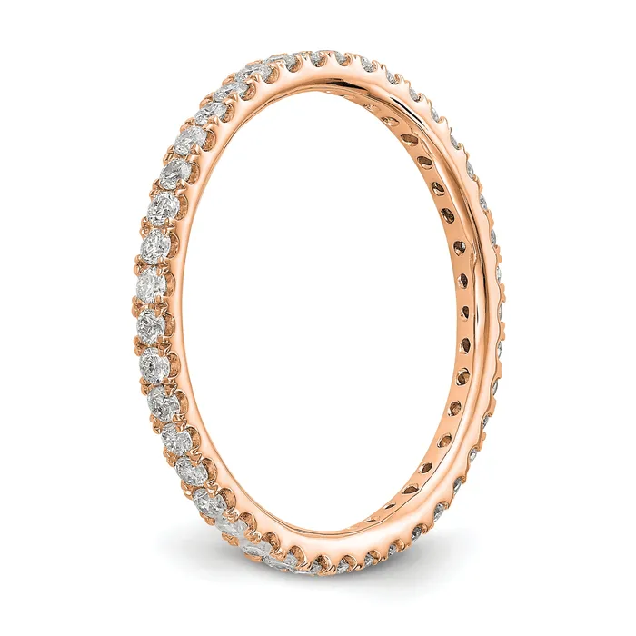 14k Rose Gold 12 Ct Lab Grown Diamond VSSI G Shared Prong Eternity Band Ring Goldia Rings
