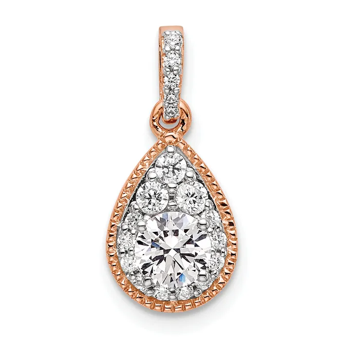14k Rose Gold 12 Ct Lab Grown Diamond VSSI G Teardrop Dangle Pendant Goldia Necklaces 14k Rose Gold 12 Ct Lab Grown Diamond VSSI G Teardrop Dangle Pendant Goldia Necklaces