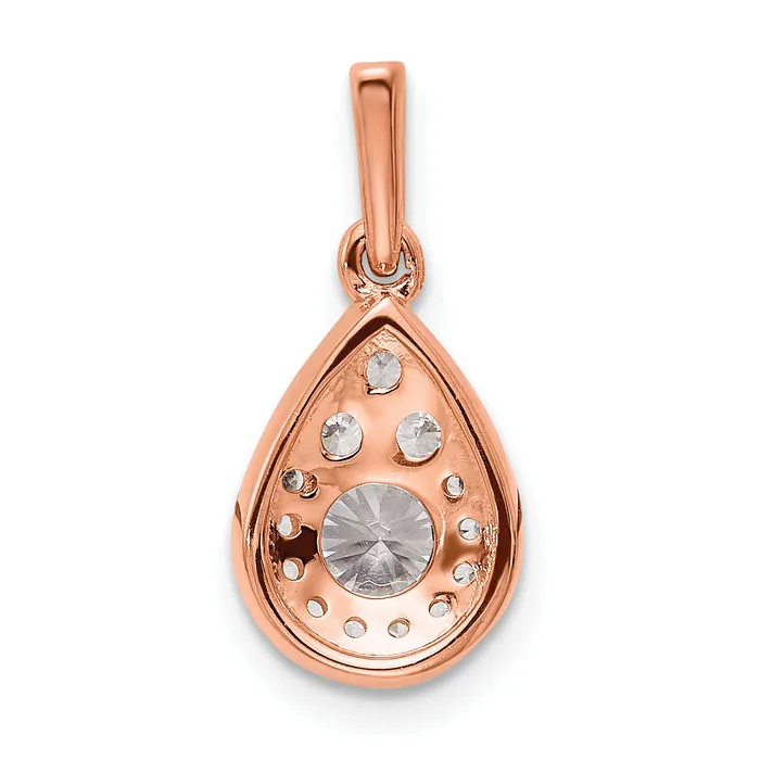 14k Rose Gold 12 Ct Lab Grown Diamond VSSI G Teardrop Dangle Pendant Goldia Necklaces