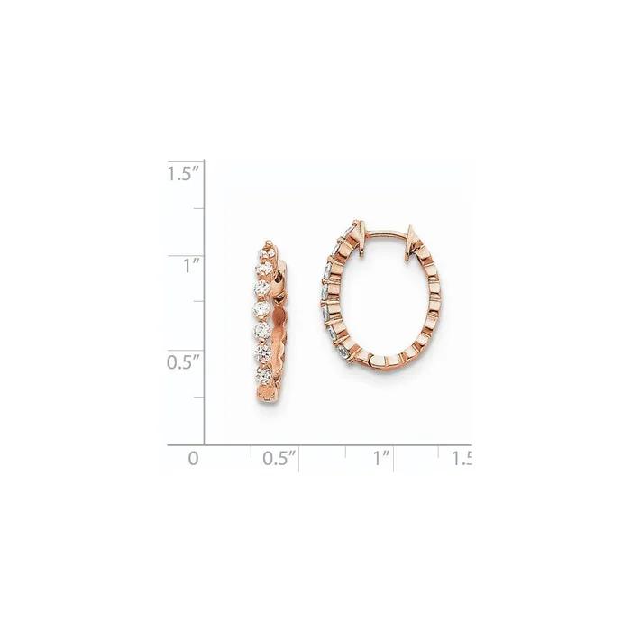 14k Rose Gold AA Real Diamond Hinged Hoop Earrings Goldia Earrings
