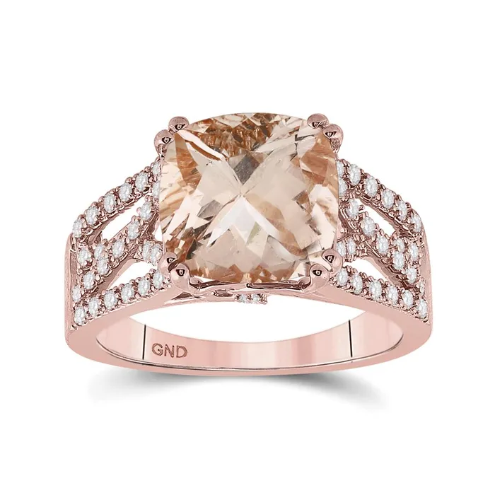 14k Rose Gold Cushion Morganite Diamond Solitaire Ring 4 Cttw gndatlanta Rings 14k Rose Gold Cushion Morganite Diamond Solitaire Ring 4 Cttw gndatlanta Rings