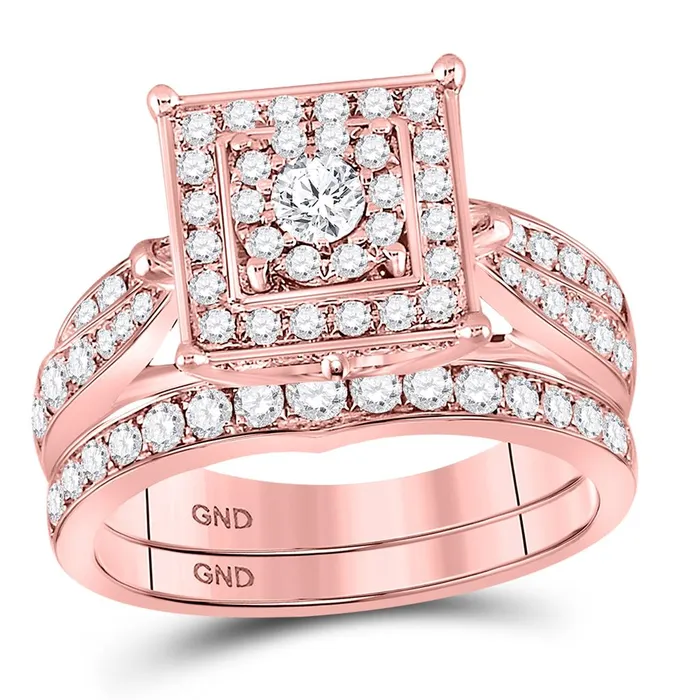 14k Rose Gold Round Diamond Bridal Wedding Ring Set 112 Cttw gndatlanta Rings 14k Rose Gold Round Diamond Bridal Wedding Ring Set 112 Cttw gndatlanta Rings