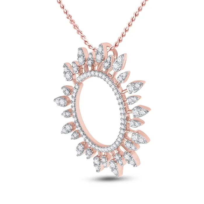 14k Rose Gold Round Diamond Sunburst Circle Pendant 34 Cttw gndatlanta Necklaces 14k Rose Gold Round Diamond Sunburst Circle Pendant 34 Cttw gndatlanta Necklaces