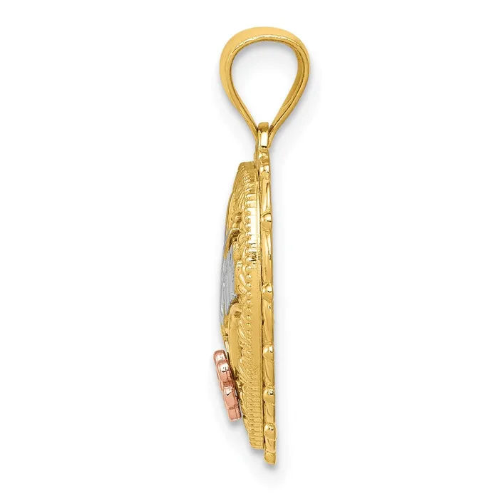 14k TriColor Gold Polished 1 MOM Shadowbox Pendant Goldia Necklaces