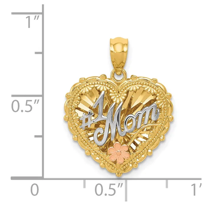 14k TriColor Gold Polished 1 MOM Shadowbox Pendant Goldia Necklaces