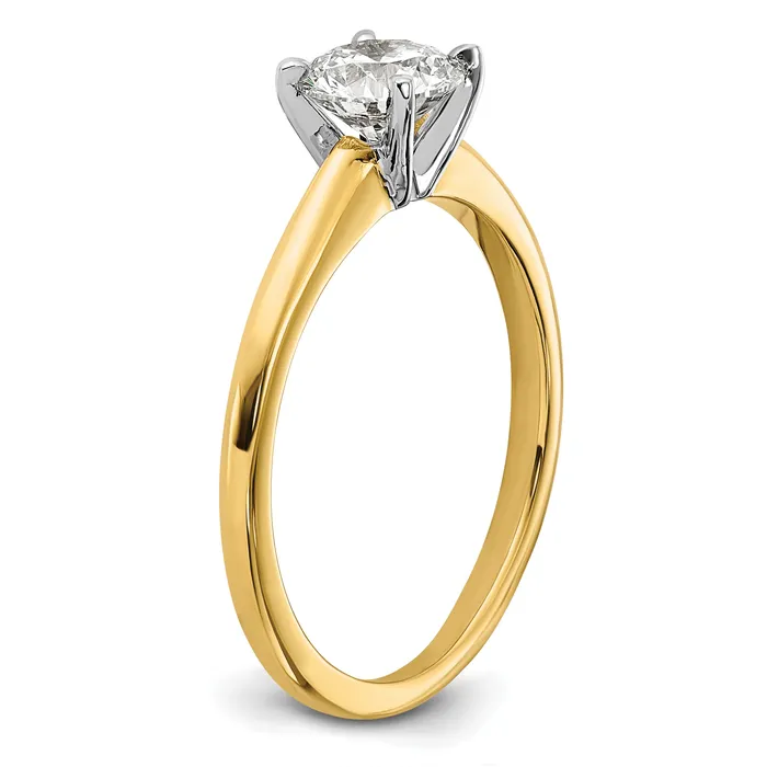 14k Twotone 34 Ct Certified Lab Grown Diamond VSSI G Round Solitaire Engagement Ring Goldia Rings